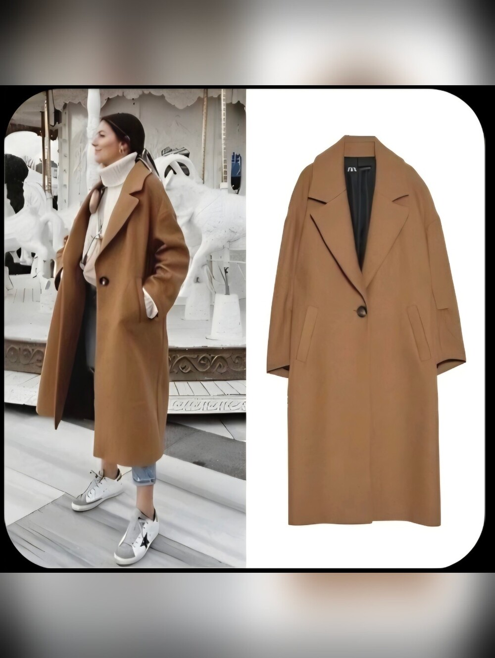 Classic Camel Wool-Blend Long Coat - Women's Coat